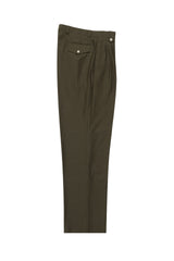 Olive Wide Leg, Pure Wool Dress Pants by Tiglio Luxe